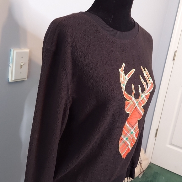 No Boundaries Black Sweatshirt Plaid Reindeer Size Small Junior - Picture 2 of 9